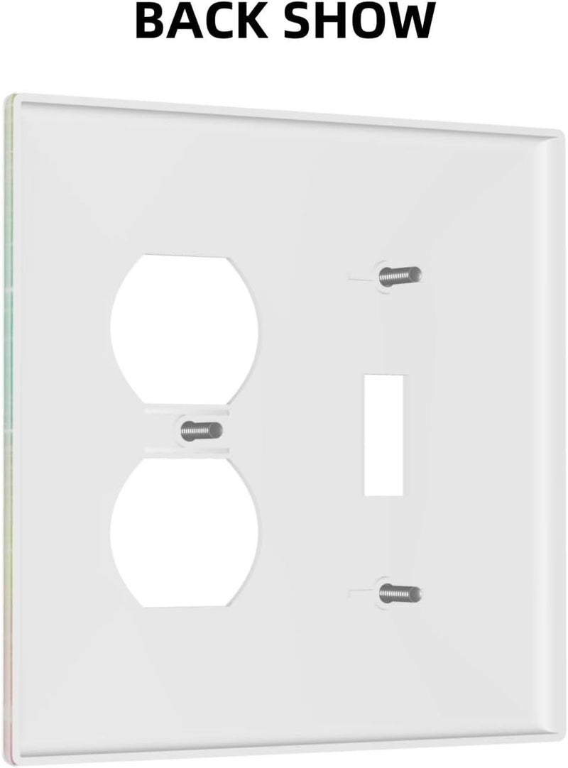 Wuyocha Decorative Light Switch Cover Plate Rainbow Shiny Gradient Colors 2 Gang Outlet Covers 1 Toggle 1 Duplex Wall Plate Decorate Electrical Switch Plate Covers for Kids Room Nursery Decor - Image 4